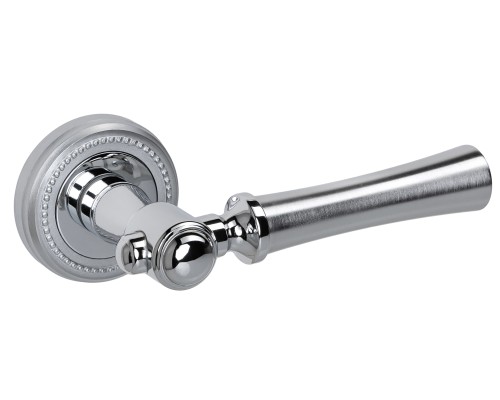 Дверная ручка на розетке Extreza DEZI-R03-F05-F04-F05 (DEZI 309) матовый хром / хром / кольцо матовый хром Дверная ручка на розетке Extreza DEZI-R03-F05-F04-F05 (DEZI 309) матовый хром / хром / кольцо матовый хром