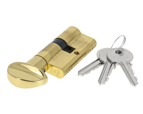 Цилиндровый механизм Extreza AS-70C-KNOB-1 40x30 мм, (35x10x25) ключ-вертушка, полированная латунь F01