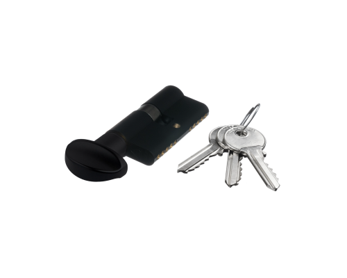 Цилиндровый механизм Extreza AS-70C-KNOB-2 35x35 мм, ключ-вертушка, черный матовый F22