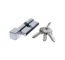 Цилиндровый механизм Extreza AS-60C-KNOB-2 30x30 мм, ключ-вертушка, полированный хром F04