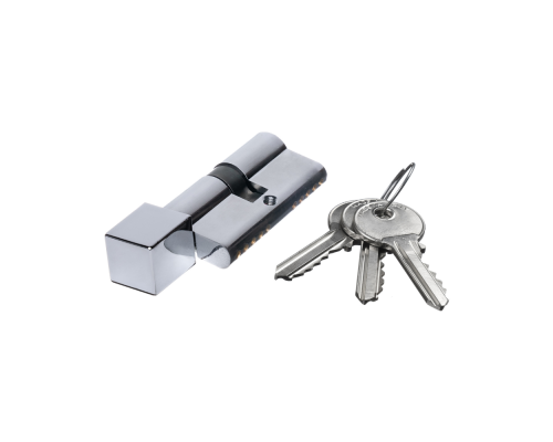 Цилиндровый механизм Extreza AS-70C-KNOB-2 35x35 мм, ключ-вертушка, полированный хром F04