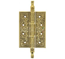 Дверная петля универсальная Extreza 6110 латунная с узором 102x76x4 полированная латунь F01 (1шт.)