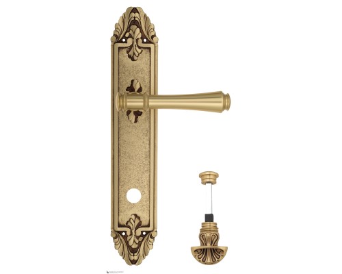 Дверная ручка Venezia CALLISTO WC-4 на планке PL90 французское золото + коричневый Дверная ручка Venezia CALLISTO WC-4 на планке PL90 французское золото + коричневый