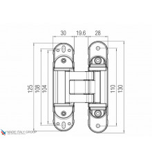 KUBICA HYBRID K6380 38 NR петля скрытая универсальная асимметричная, цвет ЧЕРНЫЙ (80 kg)
