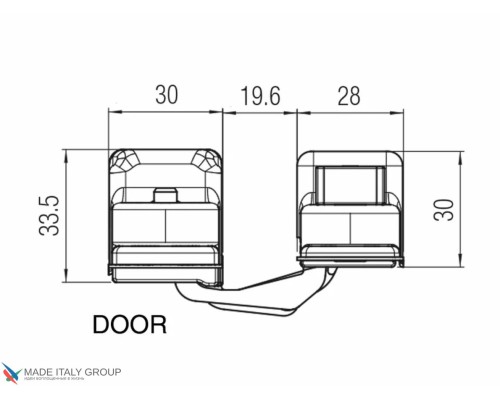 KUBICA HYBRID K6380 38CM BR петля скрытая универсальная асимметричная, цвет БРОНЗА (80 kg)