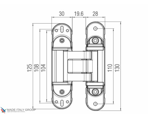 KUBICA HYBRID K6380 38CM BR петля скрытая универсальная асимметричная, цвет БРОНЗА (80 kg)