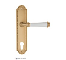 Дверная ручка на планке Fratelli Cattini GRACIA CERAMICA BIANCO CYL PL248-BS матовая латунь Дверная ручка на планке Fratelli Cattini GRACIA CERAMICA BIANCO CYL PL248-BS матовая латунь