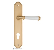 Дверная ручка на планке Fratelli Cattini GRACIA CERAMICA BIANCO CYL PL257-BS матовая латунь Дверная ручка на планке Fratelli Cattini GRACIA CERAMICA BIANCO CYL PL257-BS матовая латунь