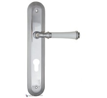 Дверная ручка на планке Fratelli Cattini GRACIA CERAMICA BIANCO CYL PL288-CR полированный хром