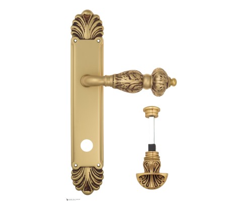 Дверная ручка Venezia LUCRECIA WC-4 на планке PL87 французское золото + коричневый Дверная ручка Venezia LUCRECIA WC-4 на планке PL87 французское золото + коричневый