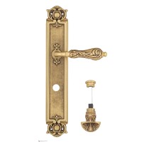 Дверная ручка Venezia MONTE CRISTO WC-4 на планке PL97 французское золото + коричневый