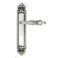 Дверная ручка Venezia OLIMPO CYL на планке PL96 натуральное серебро + черный