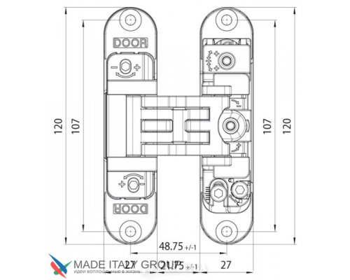 KUBICA K2700 DXSX, BR петля скрытая универсальная центральная БРОНЗА (60 kg) KUBICA K2700 DXSX, BR петля скрытая универсальная центральная БРОНЗА (60 kg)