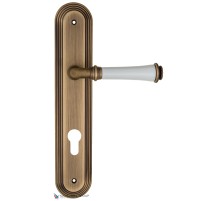 Дверная ручка на планке Fratelli Cattini GRACIA CERAMICA BIANCO CYL PL288-BY матовая бронза