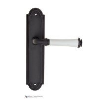 Дверная ручка на планке Fratelli Cattini GRACIA CERAMICA BIANCO PL248-NM матовый черный