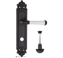 Дверная ручка на планке Fratelli Cattini GRACIA CERAMICA BIANCO WC-2 PL96-NM матовый черный