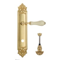 Дверная ручка Venezia COLOSSEO белая керамика паутинка WC-4 на планке PL96 полированная латунь