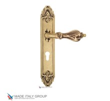 Дверная ручка Venezia FLORENCE CYL на планке PL90 французское золото + коричневый