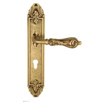 Дверная ручка Venezia MONTE CRISTO CYL на планке PL90 французское золото + коричневый