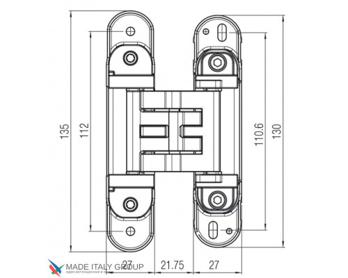 KUBICA K2760 DXSX, OS петля скрытая универсальная МАТОВОЕ ЗОЛОТО (60 kg) KUBICA K2760 DXSX, OS петля скрытая универсальная МАТОВОЕ ЗОЛОТО (60 kg)