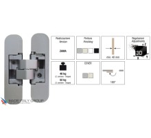 KUBICA K1000 DXSX S30, KOMBI 30 CR.SAT петля скрытая универсальная МАТОВЫЙ ХРОМ (40 kg)