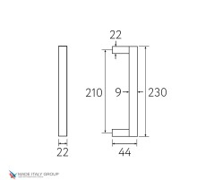 Ручка скоба Fratelli Cattini  BIBLO 230мм (210мм) BI матовый белый