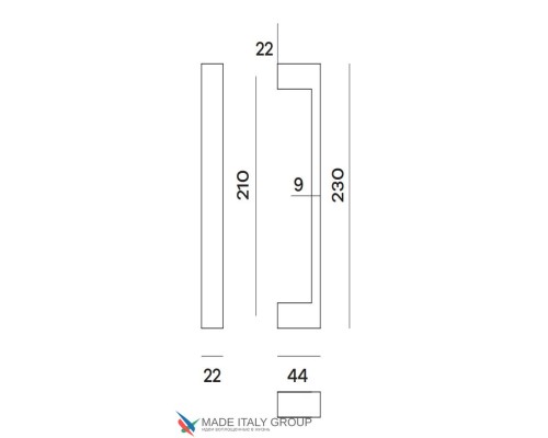 Ручка скоба Fratelli Cattini BIBLO 230мм (210мм) BI матовый белый Ручка скоба Fratelli Cattini BIBLO 230мм (210мм) BI матовый белый