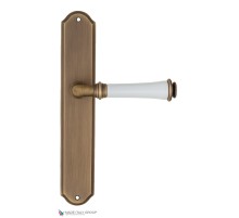 Дверная ручка на планке Fratelli Cattini GRACIA CERAMICA BIANCO PL02-BY матовая бронза