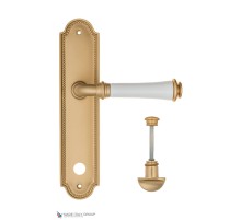 Дверная ручка на планке Fratelli Cattini GRACIA CERAMICA BIANCO WC-2 PL248-BS матовая латунь