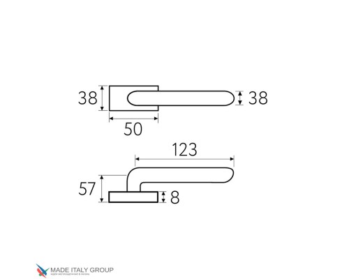 Дверная ручка на прямоугольном основании Fratelli Cattini CLO 6-NM матовый черный Дверная ручка на прямоугольном основании Fratelli Cattini CLO 6-NM матовый черный