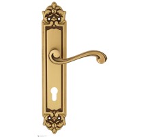 Дверная ручка Venezia VIVALDI CYL на планке PL96 французское золото + коричневый