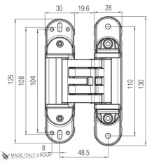 KUBICA HYBRID K6360 38 BS петля скрытая универсальная асимметричная, цвет СОСТАРЕННАЯ БРОНЗА (60 kg)
