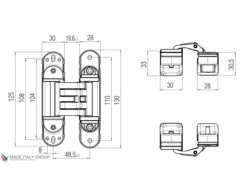 KUBICA HYBRID K6360 38 BS петля скрытая универсальная асимметричная, цвет СОСТАРЕННАЯ БРОНЗА (60 kg)