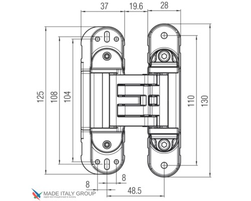 KUBICA HYBRID K6360 45CM NR петля скрытая универсальная асимметричная, цвет ЧЕРНЫЙ (60 kg) KUBICA HYBRID K6360 45CM NR петля скрытая универсальная асимметричная, цвет ЧЕРНЫЙ (60 kg)