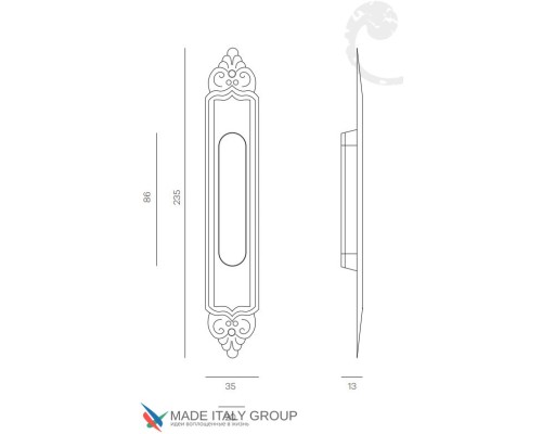 Ручка для раздвижной двери Venezia U122 DECOR LONG натуральное серебро + черный (1шт.) Ручка для раздвижной двери Venezia U122 DECOR LONG натуральное серебро + черный (1шт.)