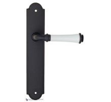 Дверная ручка на планке Fratelli Cattini GRACIA CERAMICA BIANCO PL257-NM матовый черный