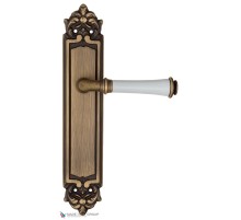 Дверная ручка на планке Fratelli Cattini GRACIA CERAMICA BIANCO PL96-BY матовая бронза