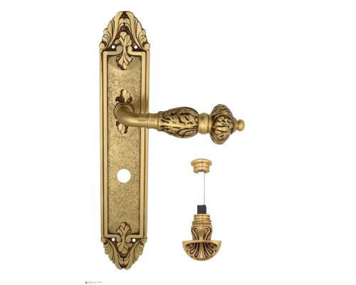 Дверная ручка Venezia LUCRECIA WC-4 на планке PL90 французское золото + коричневый Дверная ручка Venezia LUCRECIA WC-4 на планке PL90 французское золото + коричневый