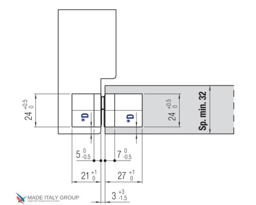 KUBICA K1060 DXSX, KOMBI HYBRID NS петля скрытая универсальная МАТОВЫЙ НИКЕЛЬ (60 kg)