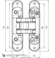 KUBICA K8060 ATOMIKA SLIM DXSX, OS петля скрытая универсальная МАТОВОЕ ЗОЛОТО (60 kg)
