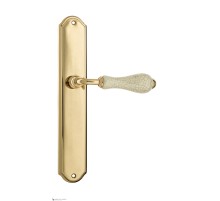 Дверная ручка Venezia COLOSSEO белая керамика паутинка на планке PL02 полированная латунь