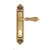 Дверная ручка Venezia MONTE CRISTO CYL на планке PL96 французское золото + коричневый