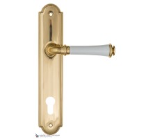 Дверная ручка на планке Fratelli Cattini GRACIA CERAMICA BIANCO CYL PL257-OLV полированная латунь