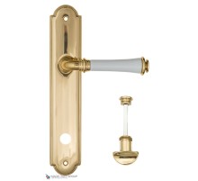 Дверная ручка на планке Fratelli Cattini GRACIA CERAMICA BIANCO WC-2 PL257-OLV полированная латунь