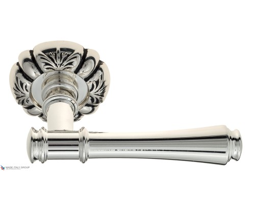 Дверная ручка Venezia CALLISTO D5 натуральное серебро + черный