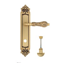 Дверная ручка Venezia MONTE CRISTO WC-2 на планке PL96 французское золото + коричневый