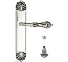 Дверная ручка Venezia MONTE CRISTO WC-4 на планке PL87 натуральное серебро + черный