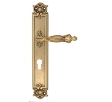 Дверная ручка Venezia OLIMPO CYL на планке PL97 французское золото + коричневый