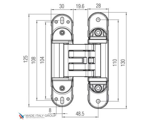 KUBICA HYBRID K6360 38 CM NR петля скрытая универсальная асимметричная, цвет ЧЕРНЫЙ (60 kg)