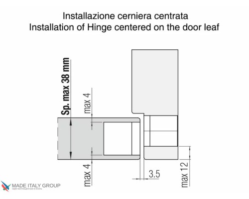 KUBICA HYBRID K6380 38 NS петля скрытая универсальная асимметричная, цвет МАТОВЫЙ НИКЕЛЬ (80 kg)